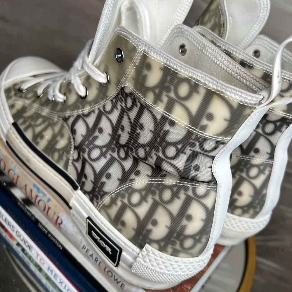 Dior Monogram High-Top Sneakers in Gray and White - Picture 10 of 11